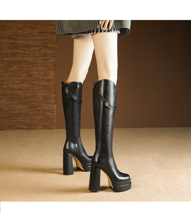 Miękkie, skórzane kozaki do ko – Knee High Boots Women recenzja i cena